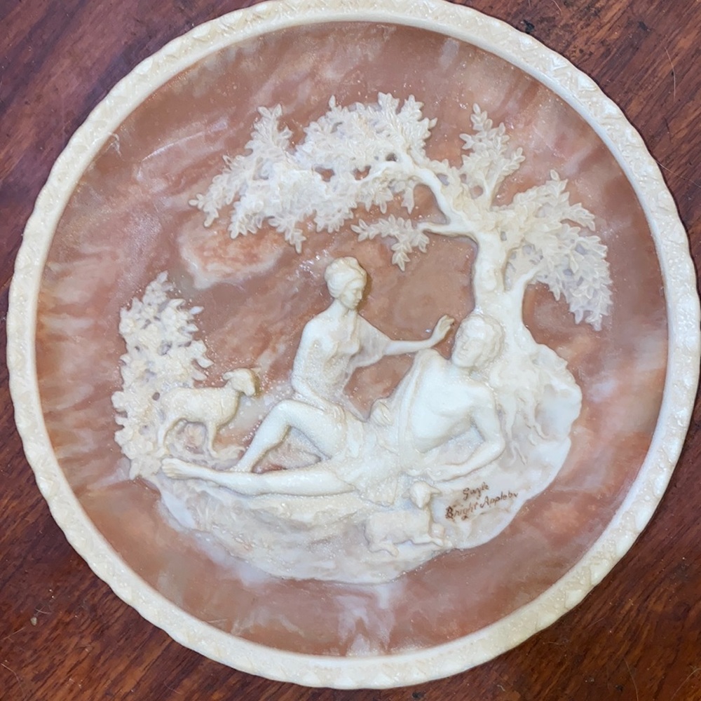 Signed, Numbered Sculptured Stone Collectors Plate  “A Thing of Beauty”
